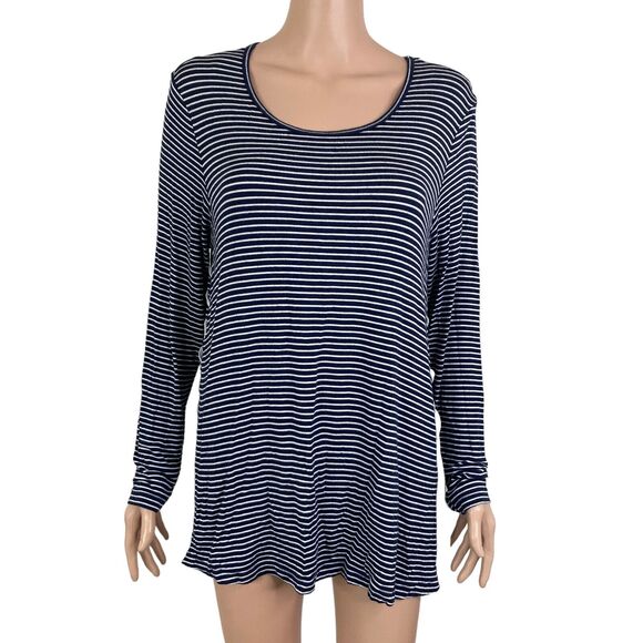 bobeau Tops - Bobeau Shirt Womens Large Black White Striped Side Lace Up Stretch